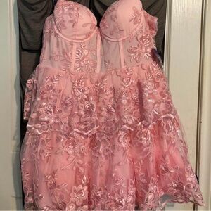 Windsor Pink Lace Mini Dress